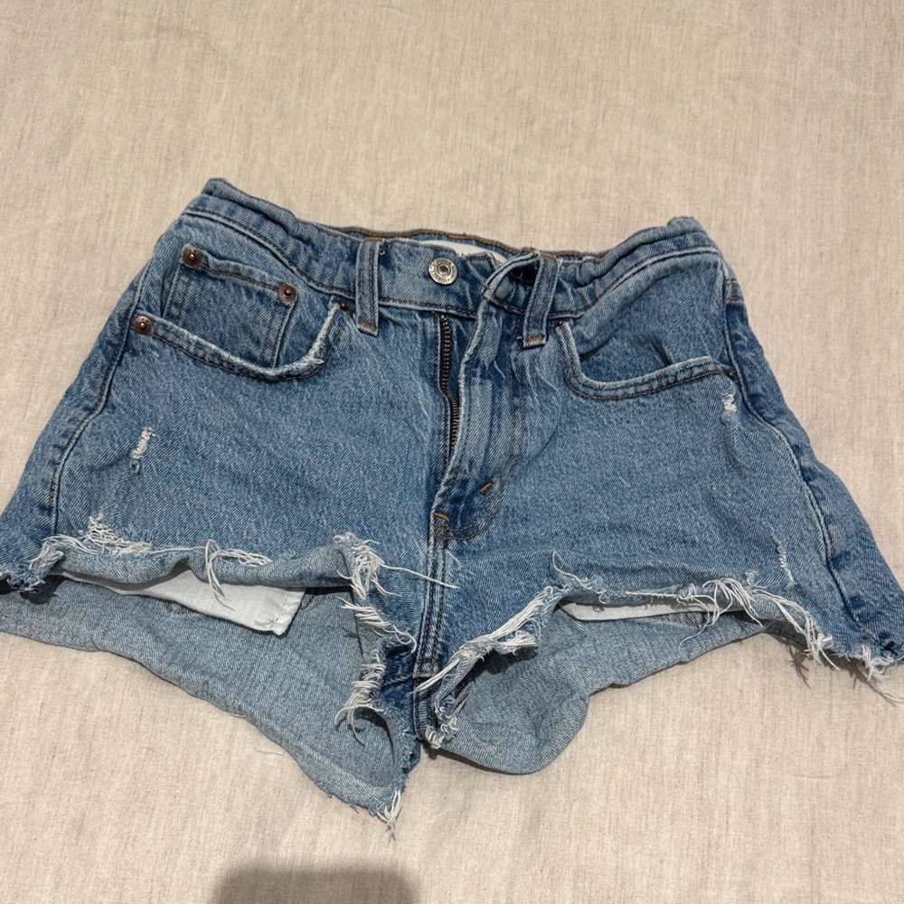 Abercrombie & Fitch Distressed Blue Jean Shorts